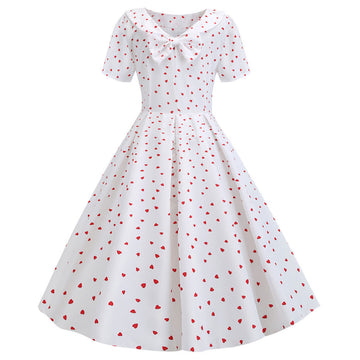 Retro Los Años 50 Vestido de Moda Muñeca Peter Pan Collar Hepburn Vestido Elegante para Adultos Femenino